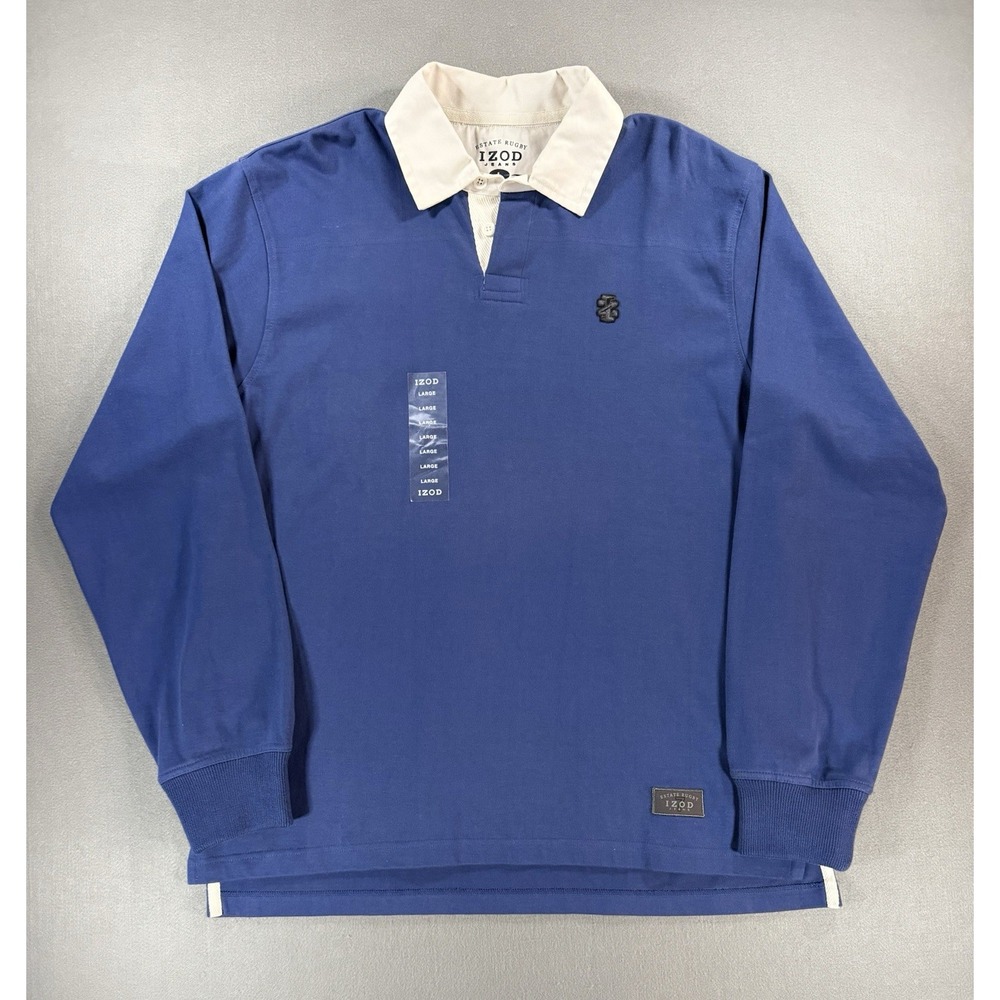 NWT Mens IZOD Estate Rugby Long Sleeve Size Large Blue